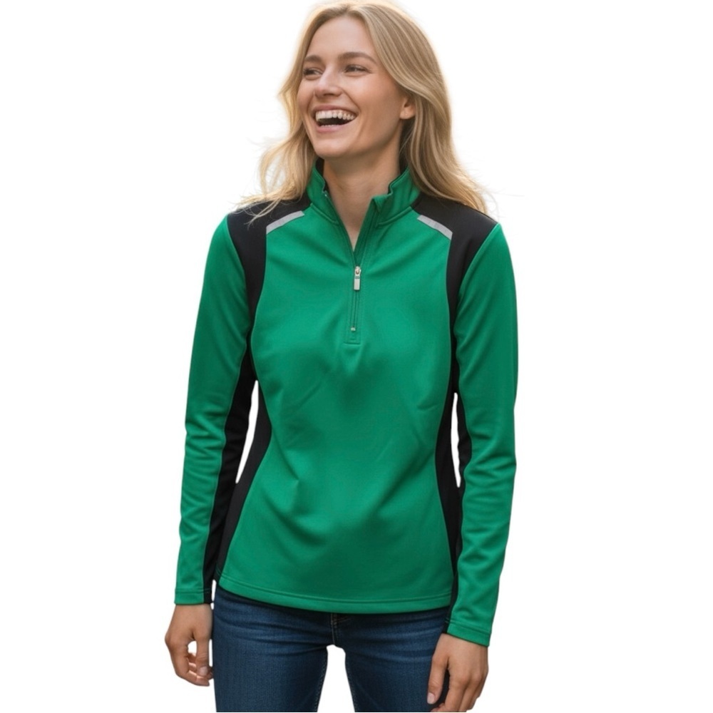DKNY Golf Green and Black Quarter-Zip Pullover EUC M